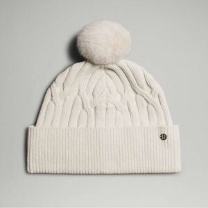 Lululemon White Knit Pom Beanie